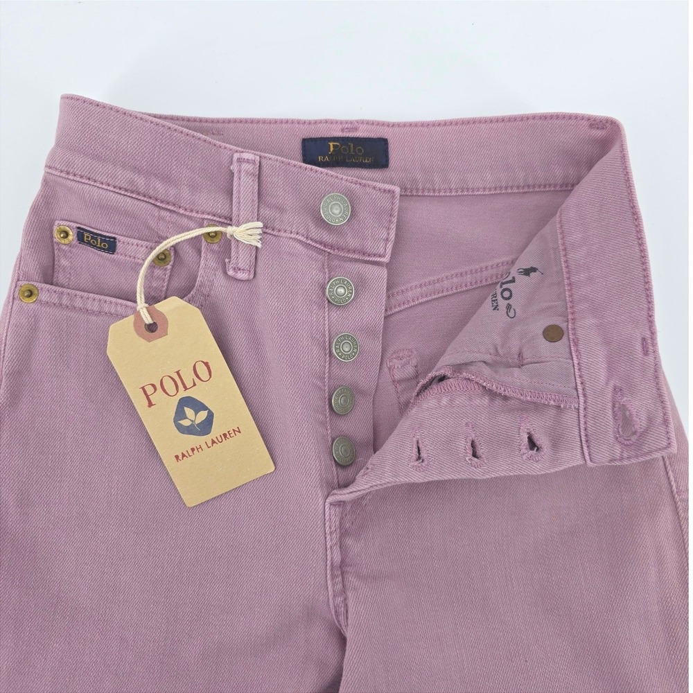 NWT Polo Ralph Lauren Callen High Rise Slim Jeans Button Fly Pink 24 x 28